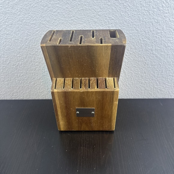 Other - Emeril Lagasse 15 Slot Piece Knife Block Utensils Cutlery Natural Wood Kitchen